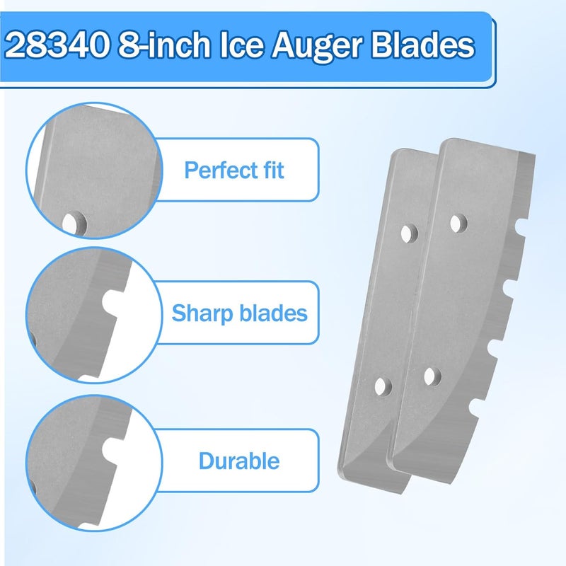 TJUNSENHARSH 28340 Replacement Eskimo Ice Auger Blades Compatible with Eskimo Auger Blades, 8 Inch Hand Ice Augers Blades w/Bolts Nuts - 2 Pack - Image 2